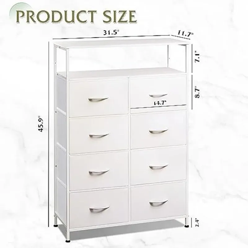 Fabric Dresser with 8 Deep Drawers for Bedroom Storage, White from Dhgate  Storage Drawers - price 188.87