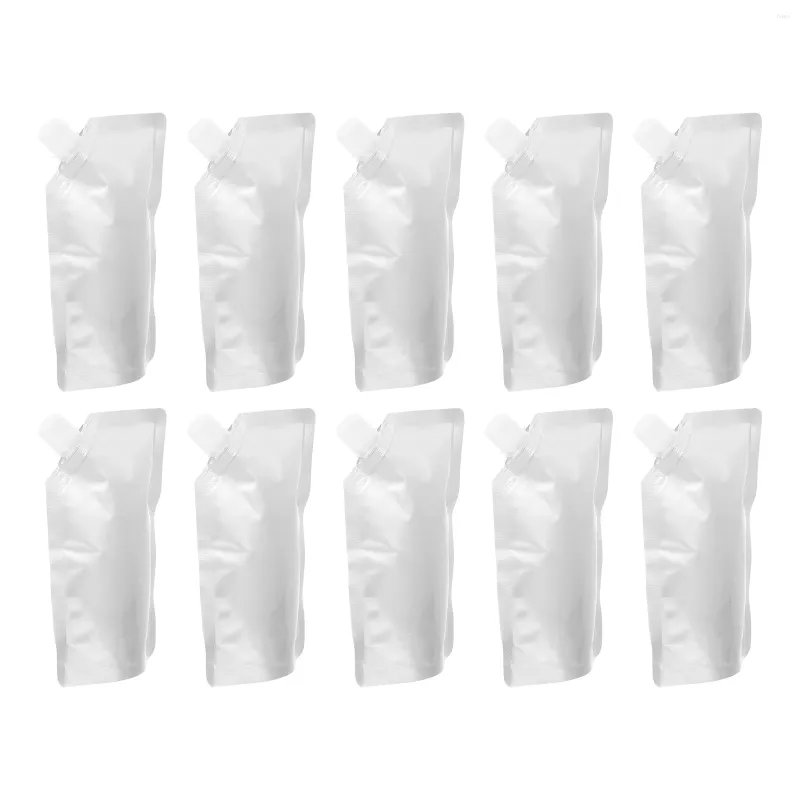 Take Out Containers 10 Pcs Aluminum Foil Nozzle Bag Whisky Wisky Whiskey Adult Drink Pouches Reusable Travel Suction