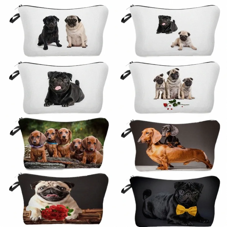 Pug impresso FI FILHO COSMETICS Organizer Bag portátil Bolsa de maquiagem feminina Bolsas de armazenamento de venda quente para mulheres Padrão personalizado x0ah#