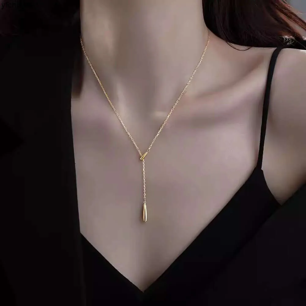 S925 Sterling zilveren druppelketting voor dames Licht luxe klein en populair ontwerp High Sense Nieuwe eenvoudige kwastje nekketting