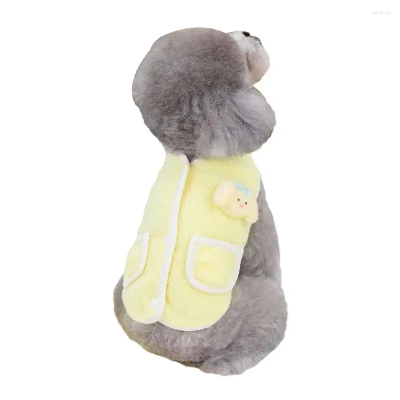 Vêtements de chien Gilet d'intérieur pour animaux de compagnie à la mode avec bouton Design chaud corail polaire chat vêtements confortable chiot pour petit élégant