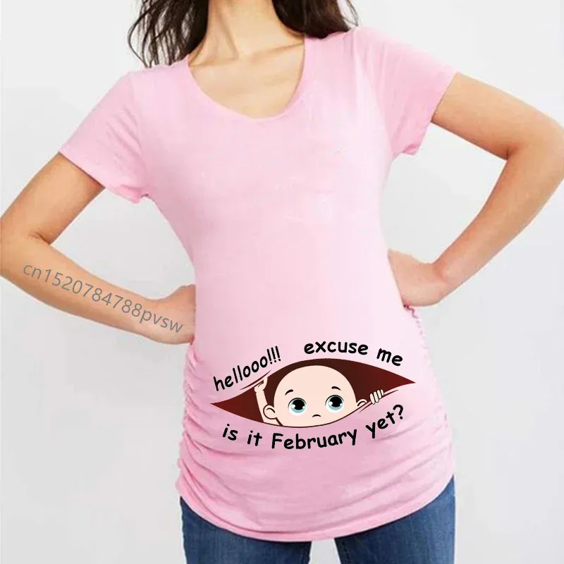 재미있는 hellooo 실례 나 1 월 12 월 여성 임신 티셔츠 여성 출산 임신 발표 새로운 엄마 옷
