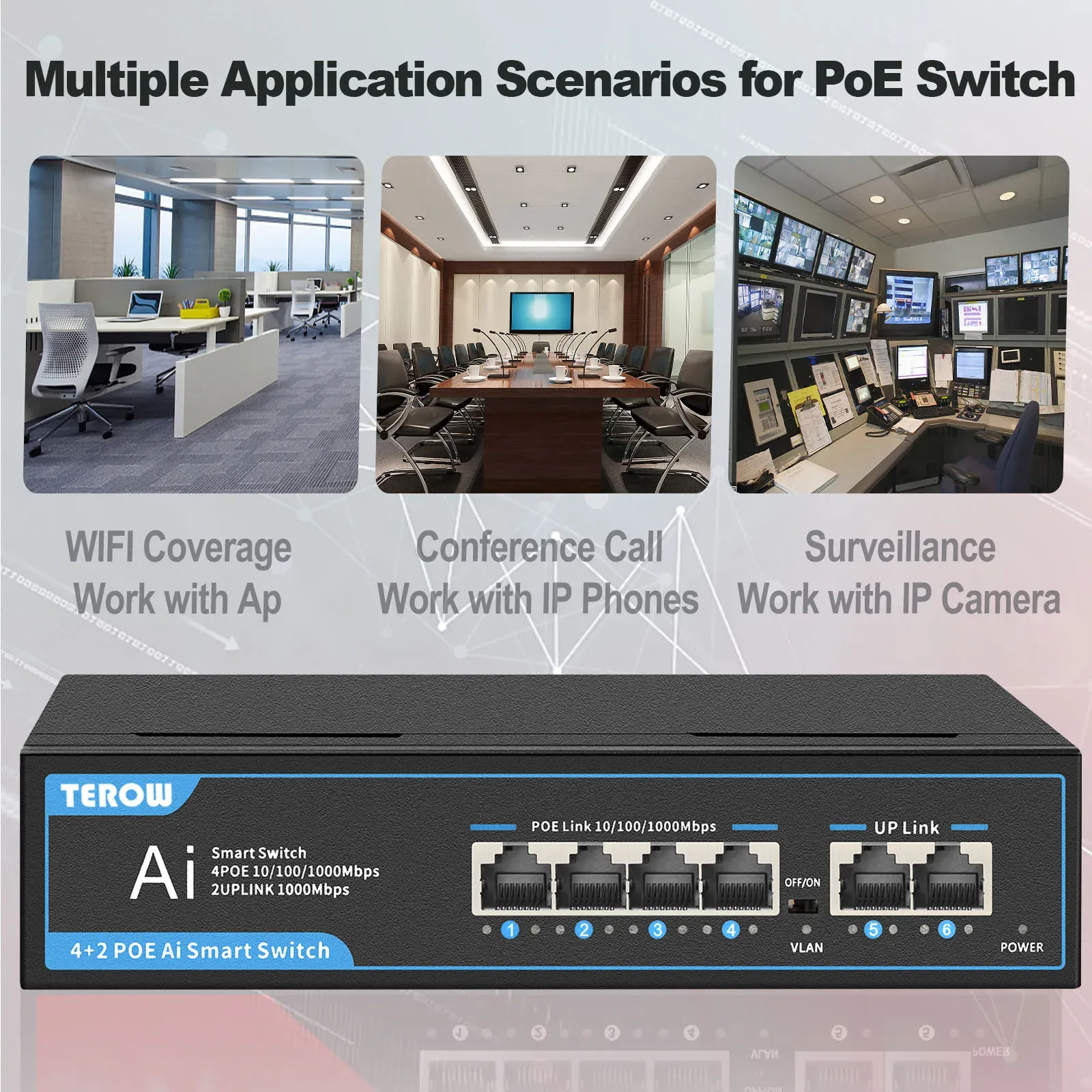 TEROW 6 Port Gigabit POE Switch 100/1000Mbps Unmanaged Ethernet For ...