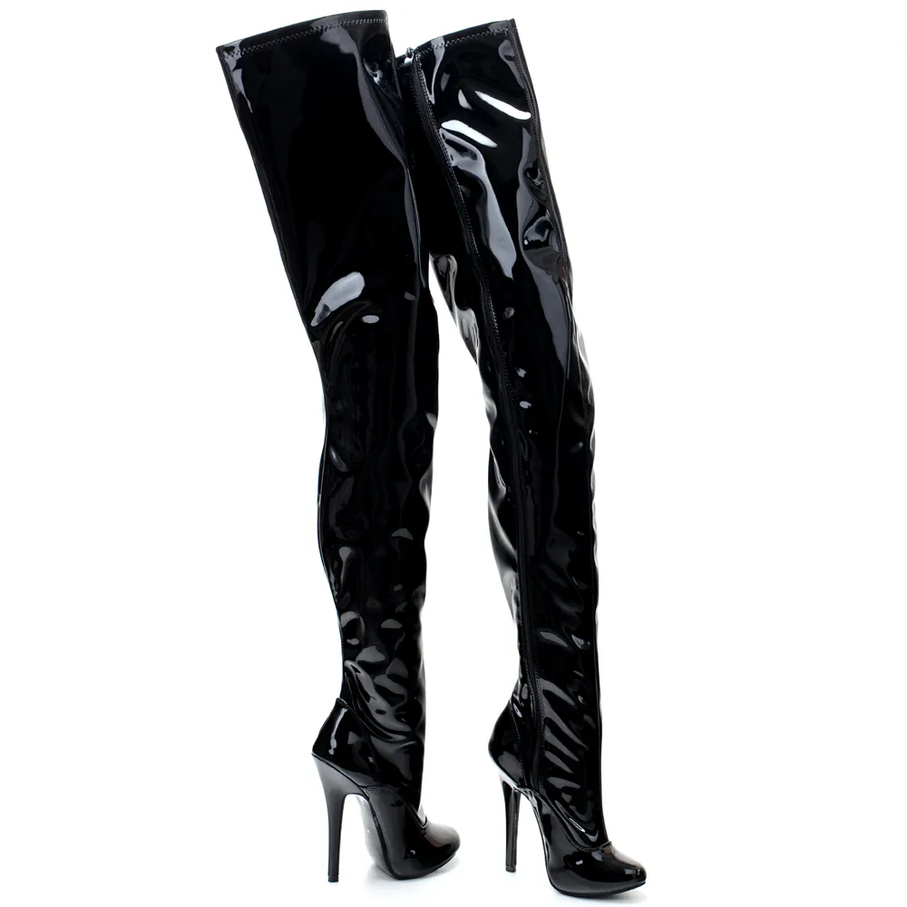 5 Inch Stiletto Thigh High Boots Patent Stretch... From Factory ...