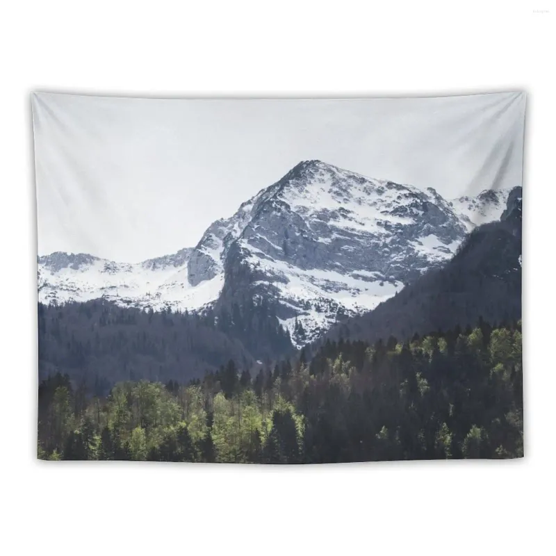 Tapestries Winter And Spring - Green Trees Snowy Mountains Tapestry Home Decor Aesthetic Room Korean Anime