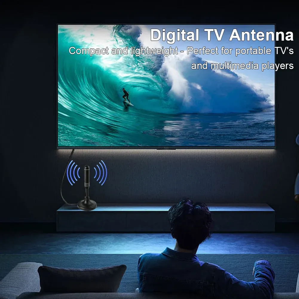 300cm Portable Coax Cable Digital TV Antenna Plug And Play Indoor