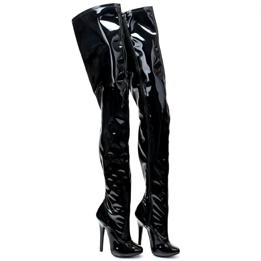 5 Inch Stiletto Thigh High Boots Patent Stretch... From Factory ...