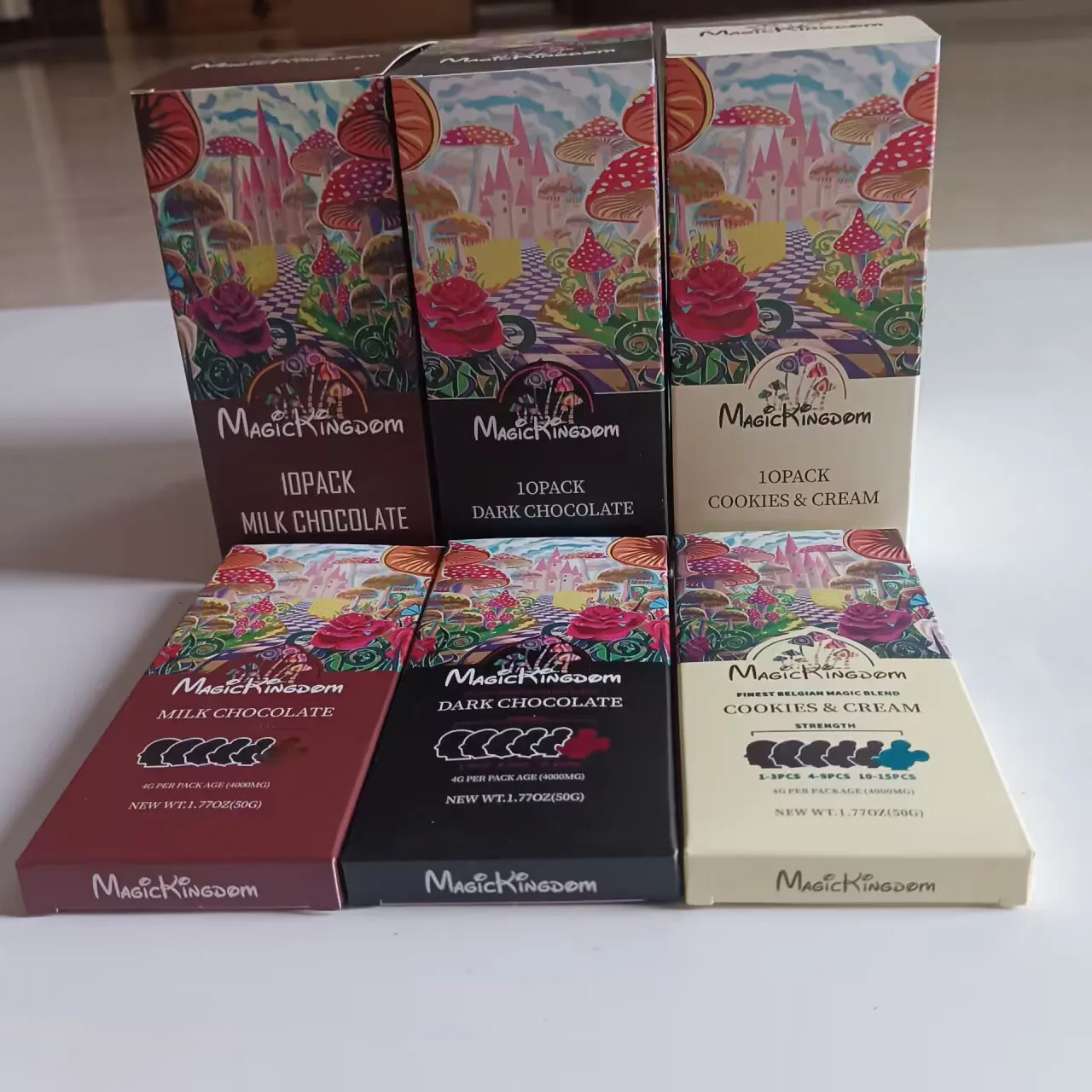 Partihandel Magic Kingdom 4G Chocolate Packing Box Food Grade Chocolates Packaging Boxar med kompatibel mögel