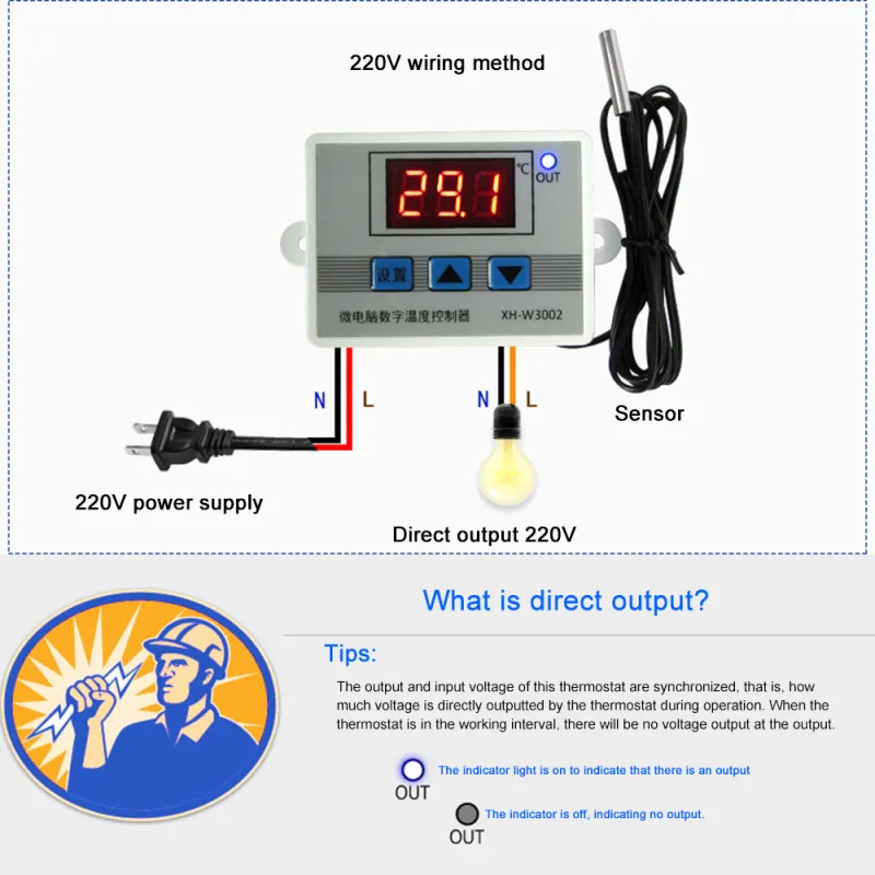 DHgate.com:2024 LED Microcomputer Switch Thermoregulator Sensor: AC110V ...