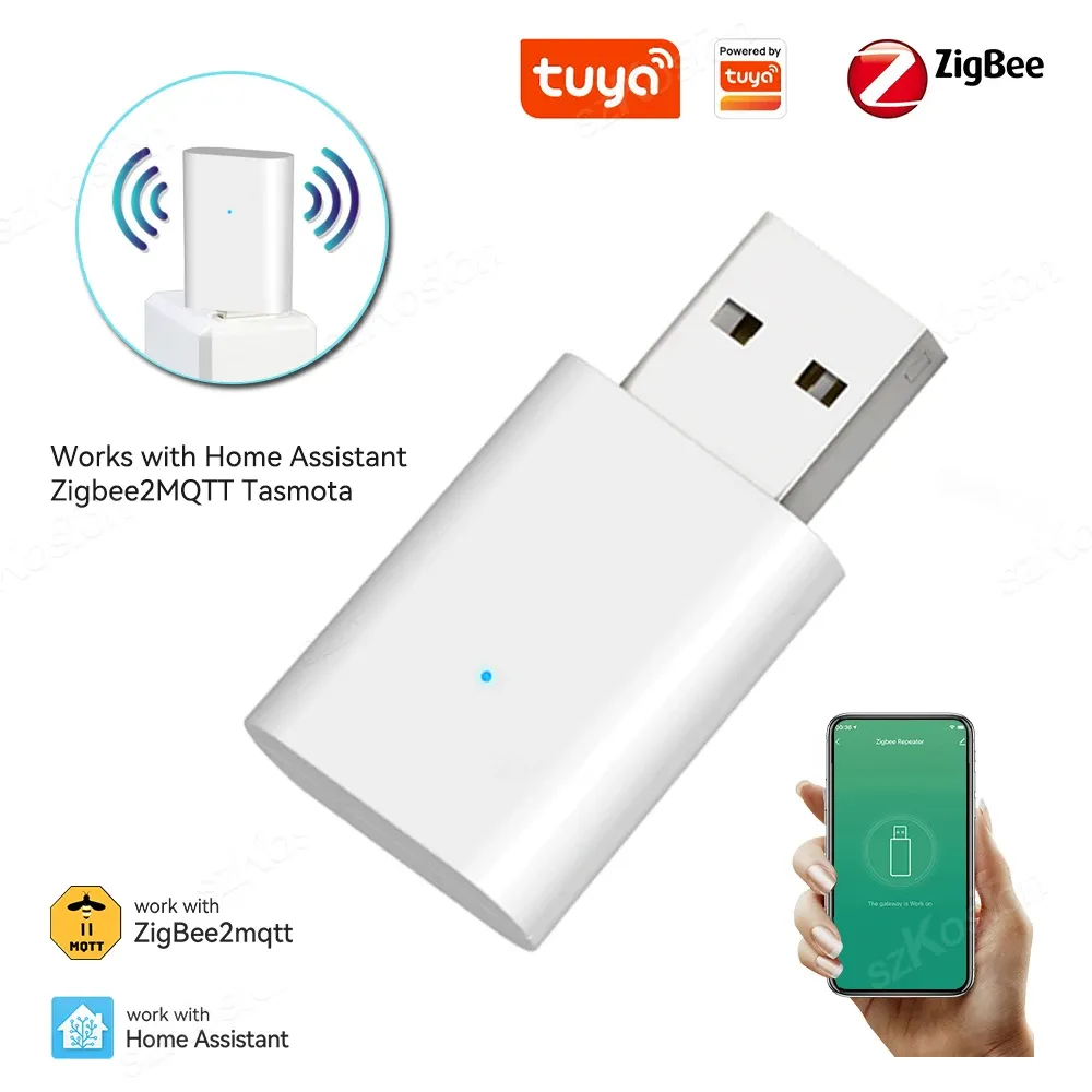 Control Tuya Zigbee 3.0 USB Signal Amplifier Signal Repeater Extender for Smart Life Home Assistant ZigBee2MQTT Residential Automation