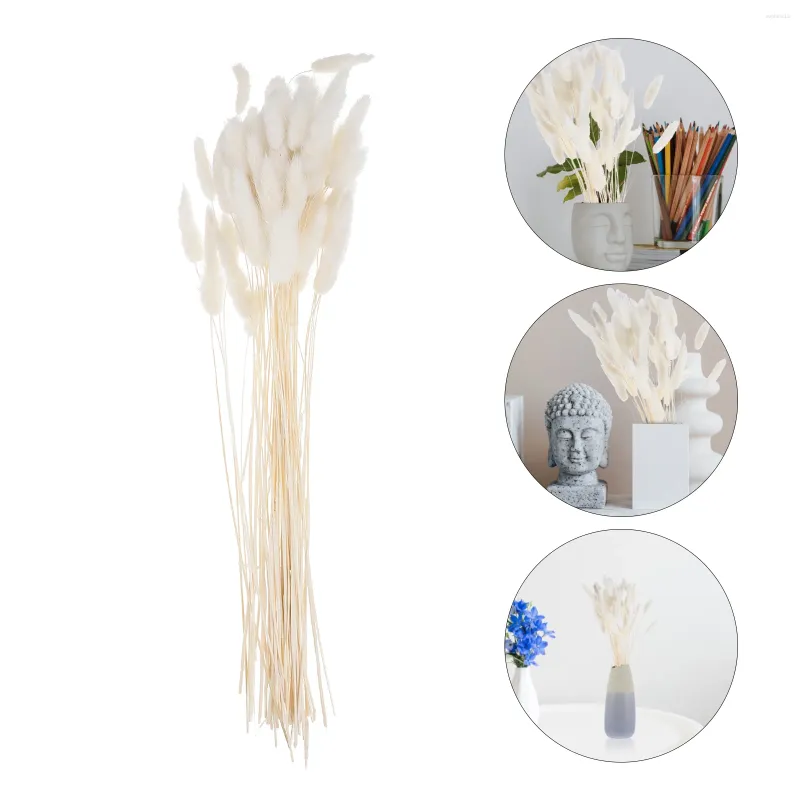 Fleurs décoratives 60 pièces tiges d'herbe de queue séchées naturelles moelleuses pour fleur de Table de maison de mariage