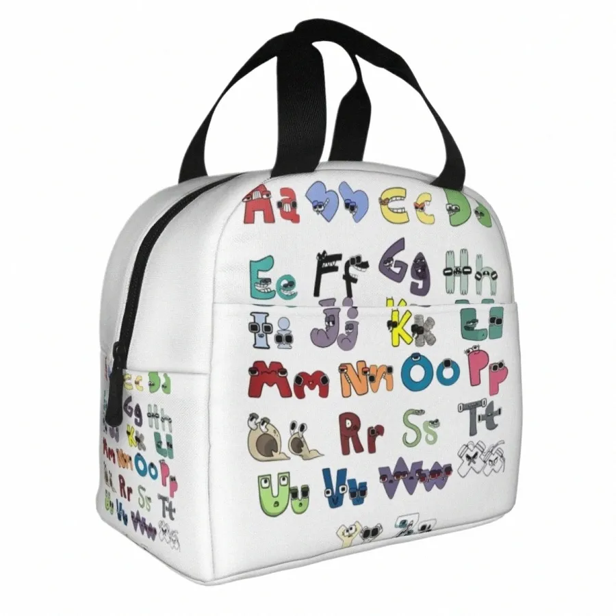 villain Letter Abc Insulated Lunch Bag Matching Evil Alphabet Lore Lunch Ctainer Cooler Bag Tote Lunch Box Travel Food Bag E0qY#