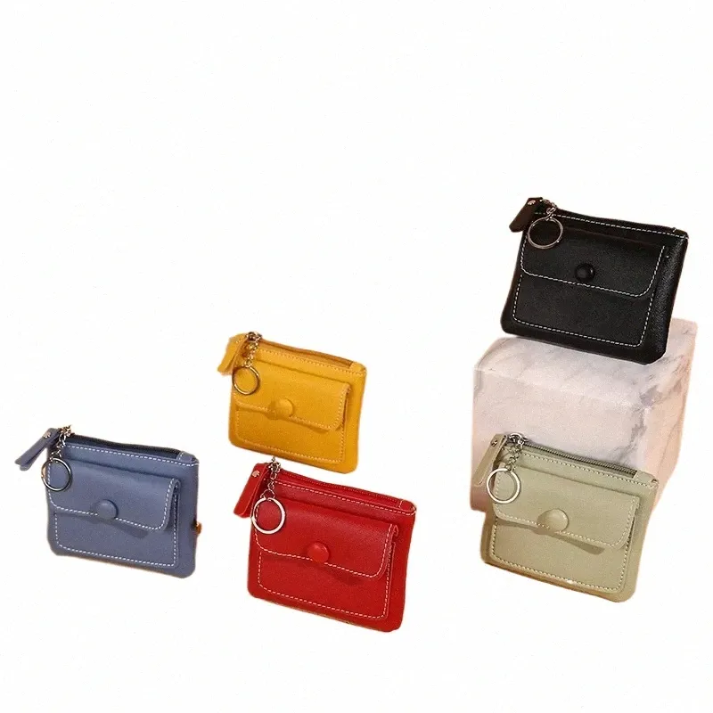 Femmes Petit Porte-monnaie Sac Portefeuille Changer Sacs à main Zipper Mey Sacs Enfants Mini Portefeuilles Porte-clés en cuir Pochette d'embrayage Cartera j6Od #