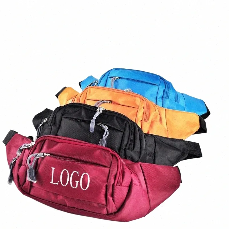 Sacs avec logo personnalisé Sacs de taille 50pcs Sac de taille étanche avec logo solide c5cb #