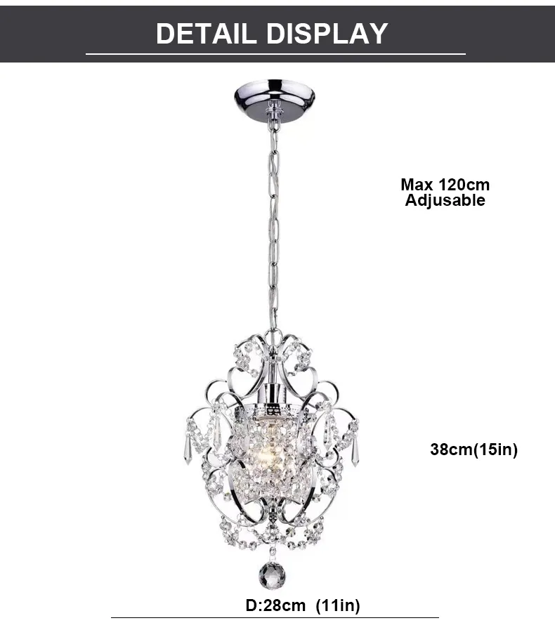 Chrome Mini Crystal Chandelier Pendant Light Elegant Kitchen Island And ...