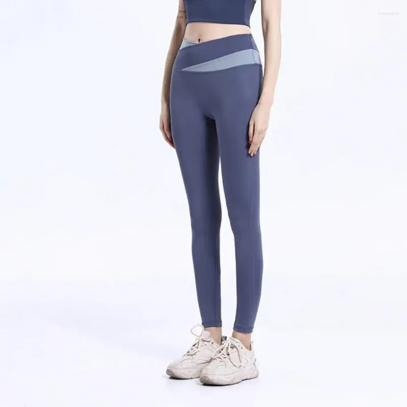 Pantalons pour femmes Gym Yoga Courir Neuf minutes Collision Couleur Bas Taille haute Skinny Entraînement Séchage rapide