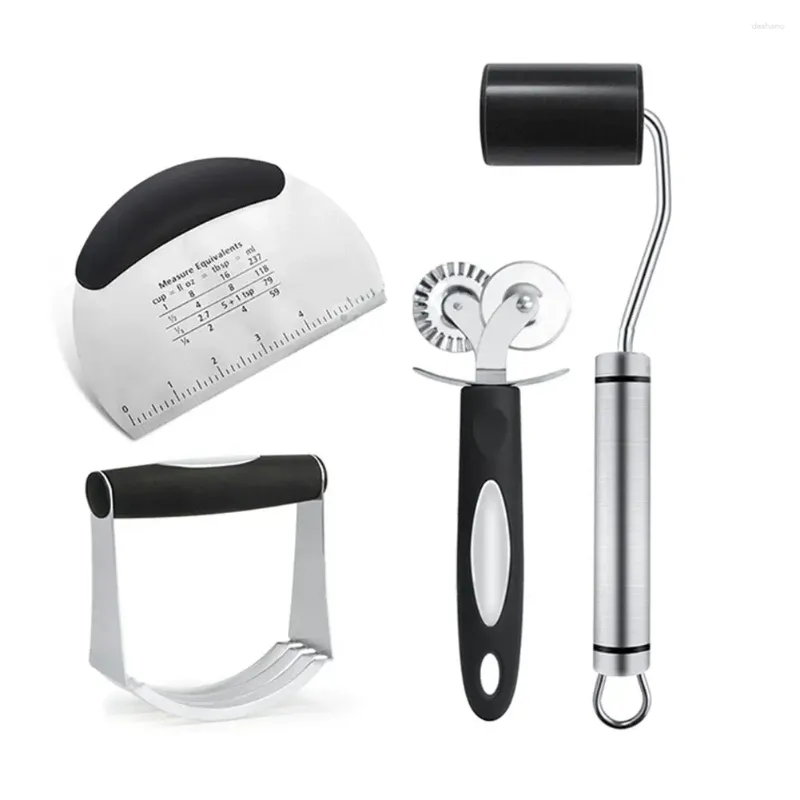 Ferramentas de cozimento Cortador de massa de aço inoxidável PastryBlender Set 4 Pçs/set Rolo de Pizza Profissional