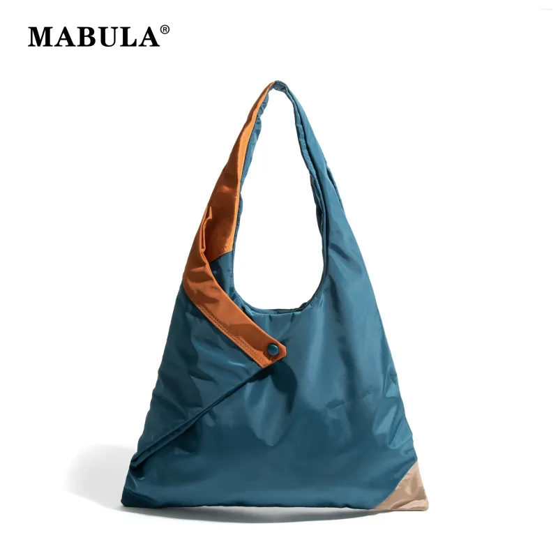DrawString Mabula Foldbar Big Nylon Triangle Shape Shoulder Bag Casual Travel Women's Hobo Purse Brand Unique Design Grocery Handväska