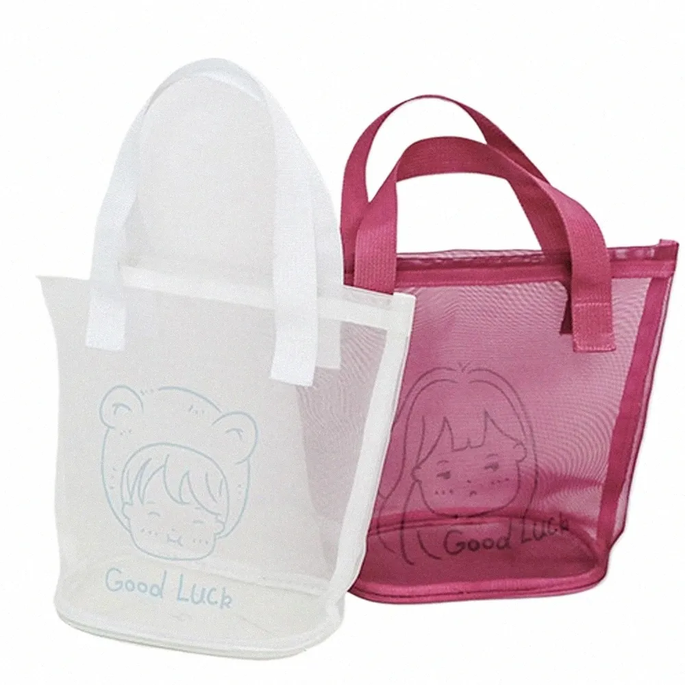 Простая складная сетчатая сумка для магазина Прозрачная женская сумка для макияжа Сумка для хранения D4pE #