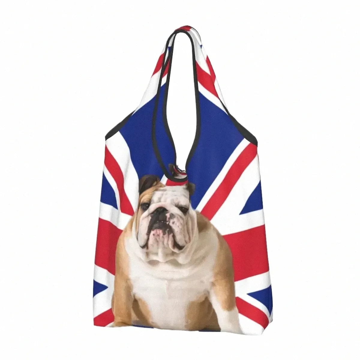 Uni Jack Bulldog anglais épicerie sacs fourre-tout mignon drapeau britannique patriotique chien Shopper sacs à main d'épaule w9GZ #