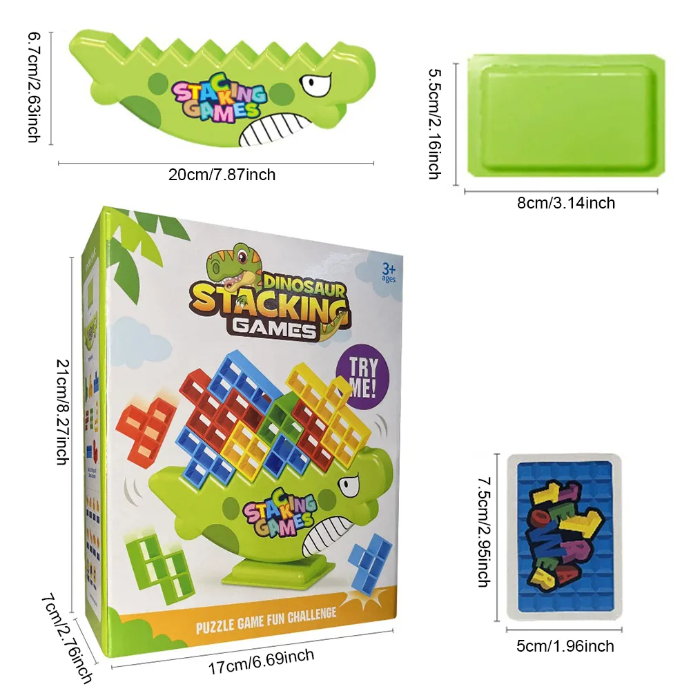 Colorful Wooden Stacking Blocks Tower Game Balance Toy Set for Kids ...