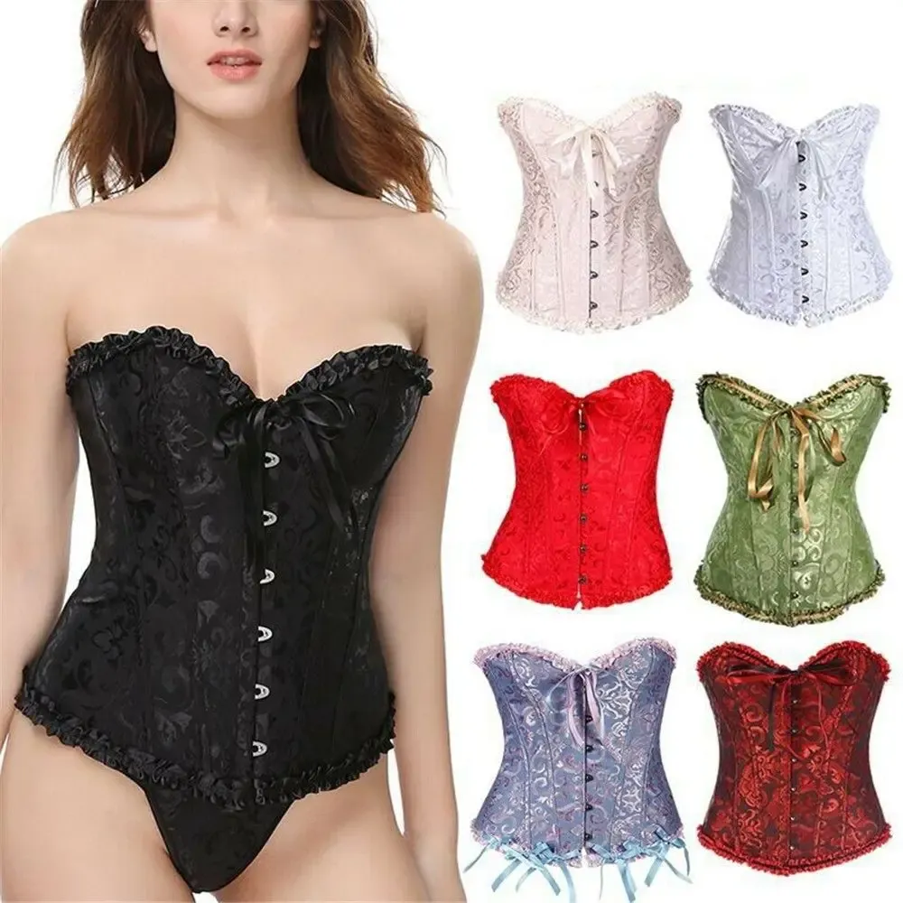 bustier corset gothique satin blanc dentelle noire 2xl COMME NEUF