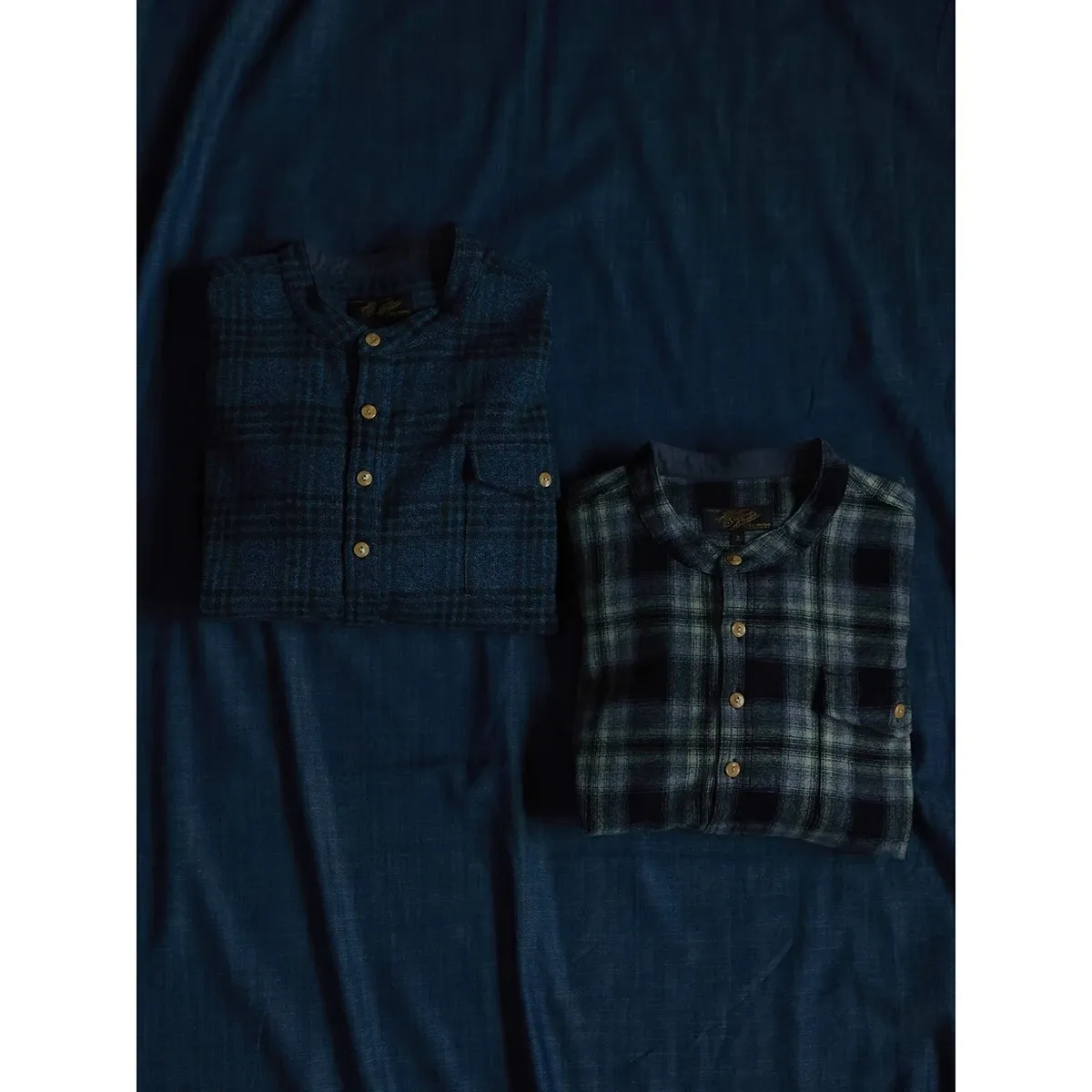 Retro Style Flannel Mens Flannel Shirt With Band Collar And Woolen 