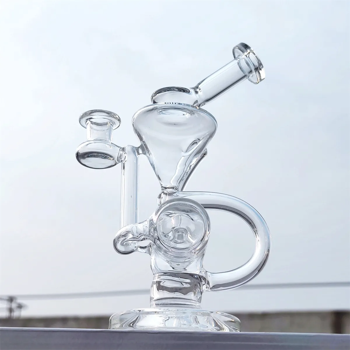 2024 Clear Neo Fab 9 pouces Bongs en verre Tuyau d'eau Bong Tube de tabac à fumer 14MM Bol Dab Rig Recycler Tuyaux de barboteur