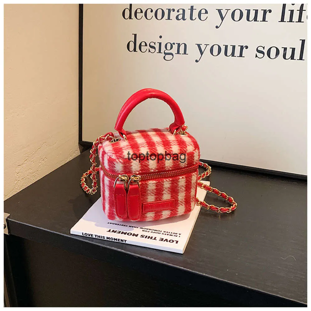 Designer Luxury Fashion Tote Bags Korean nischhandväska Kvinnor 2024 Ny fashionabla ullplädhandväska med en avancerad och mångsidig kedjekorsande väska