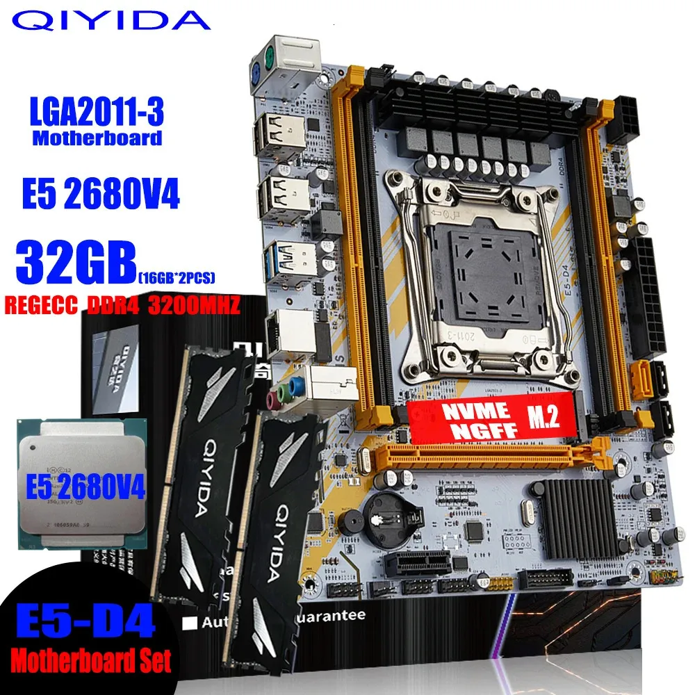 Qiyida x99 Motherboard LGA 20113 세트 키트 Xeon E5 2680 V4 CPU 프로세서 32G216G DDR4 Reg ECC RAM 메모리 이름 M2 240326