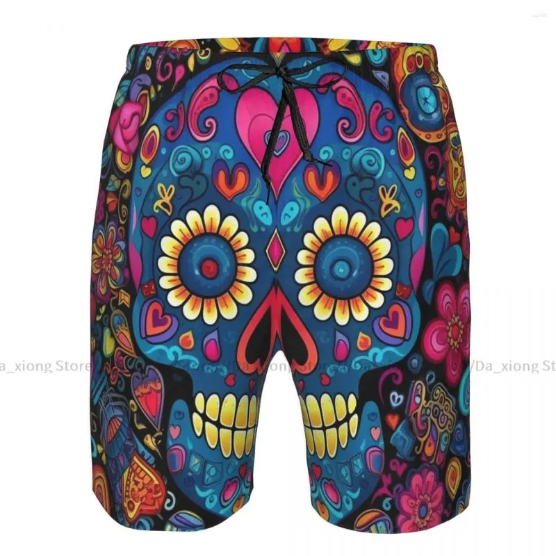 Herenshorts Zwemkleding voor heren Dag van de dode Schedels Akoestische gitaren Harten Trunks Badpak Strandkleding Boardshorts