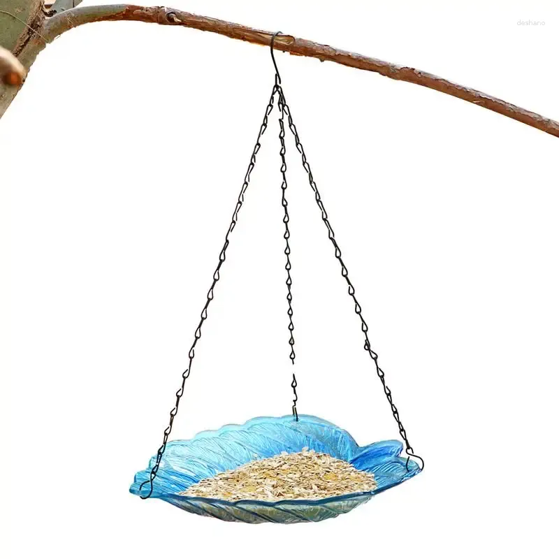 Другие принадлежности для птиц Подвесная кормушка с S-образным крючком Тарелка для дикой еды в форме листа Стеклянная чаша для ванны