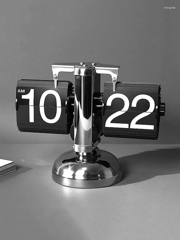 Table Clocks Flip Clock Retro Scale Digital Stand Mechanical Auto Desk Internal Gear Operated Quartz Home Desktop Decoration