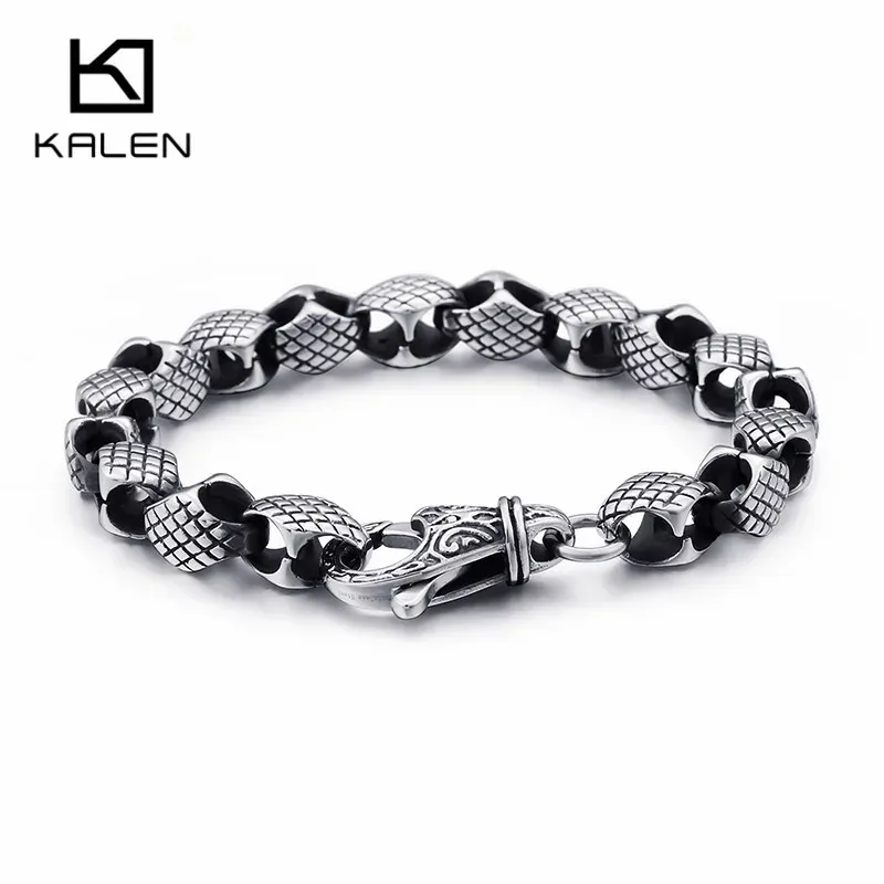 Armbanden Kalen vintage roestvrijstalen slangenketen verbindt armbanden mannen 22 cm metalen link ketting armband sieraden