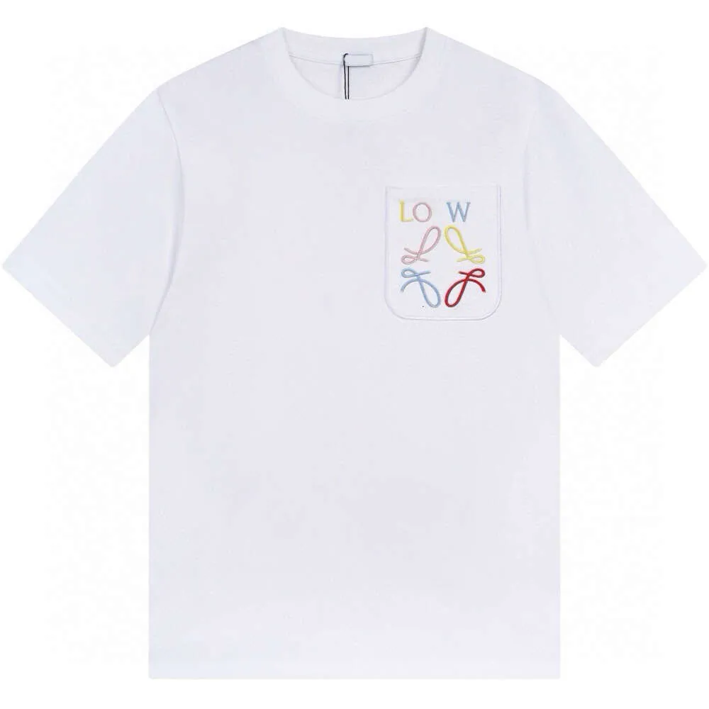Originalversion New Light Luxury Luo Family broderad t -shirt mångsidig trendbrev nisch high end par topp