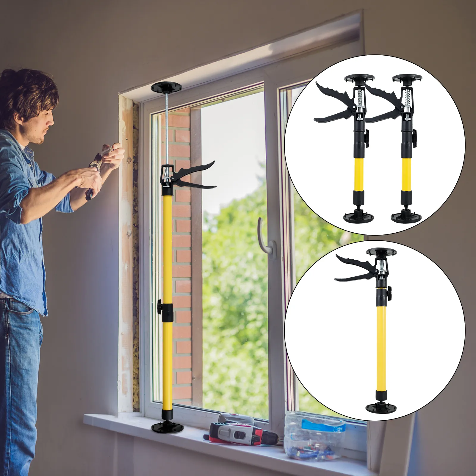 Telescopic Support Rod 40KG Capacity Adjustable Length Drywall Support ...