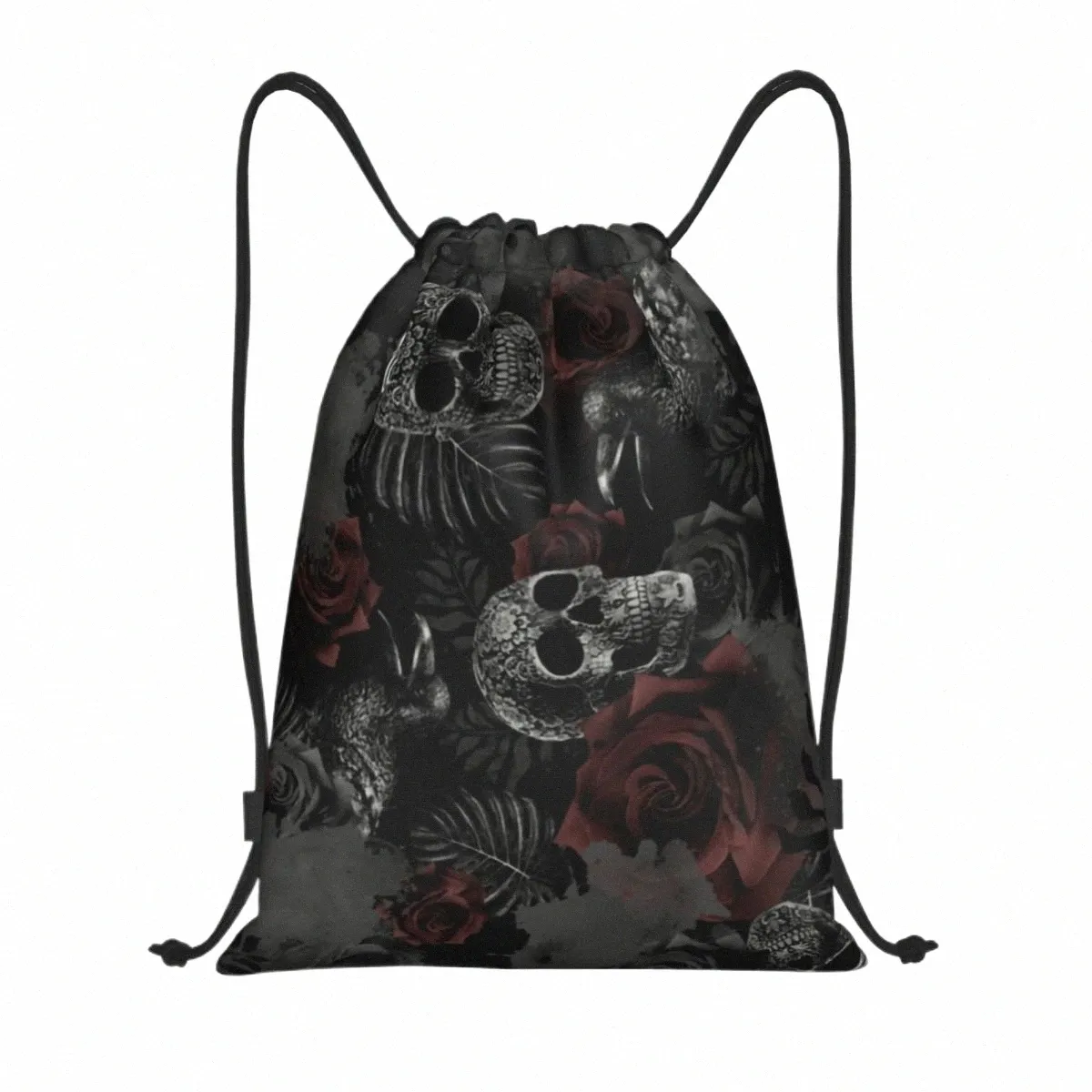 Skull Frs Drawstring Bags Mulheres Homens Portátil Gym Sports Sackpack Halen Rose Floral Treinamento Armazenamento Mochilas x6dV #