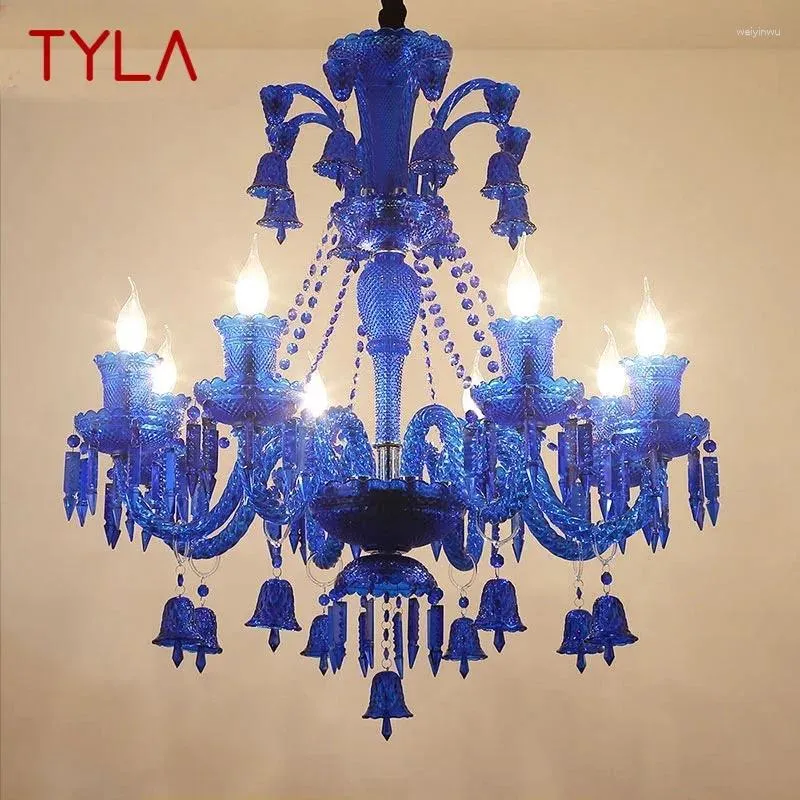 Lustres Tyla style luxueux cristal pendentif lampe européenne bougie art salon restaurant chambre villa lustre