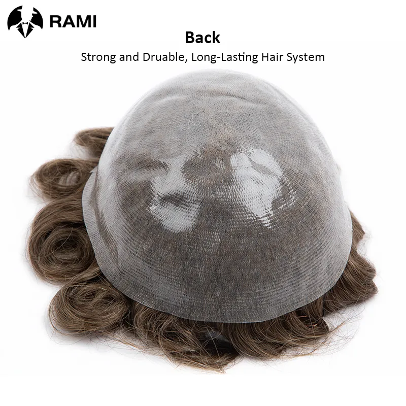 Full Skin Men's Capillary Prosthesis 0.06mm V-Loop PU Wig with Real ...