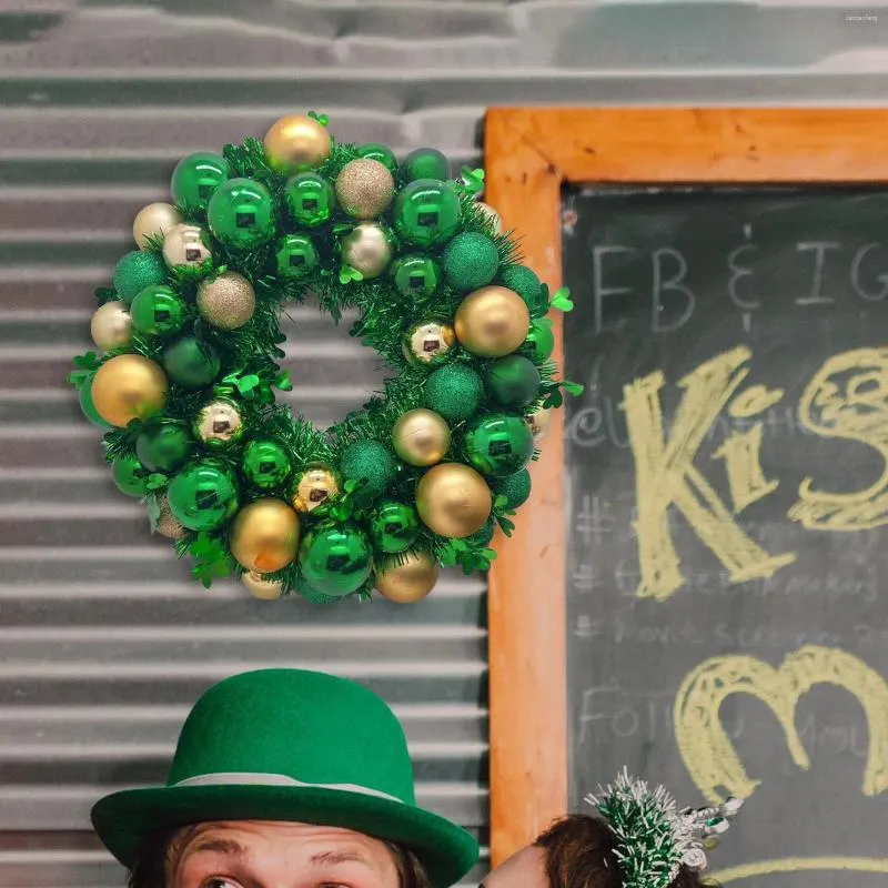 Decoratieve bloemen voordeur hangende krans ST Patricks Day Decor voor vakantie feest thuis