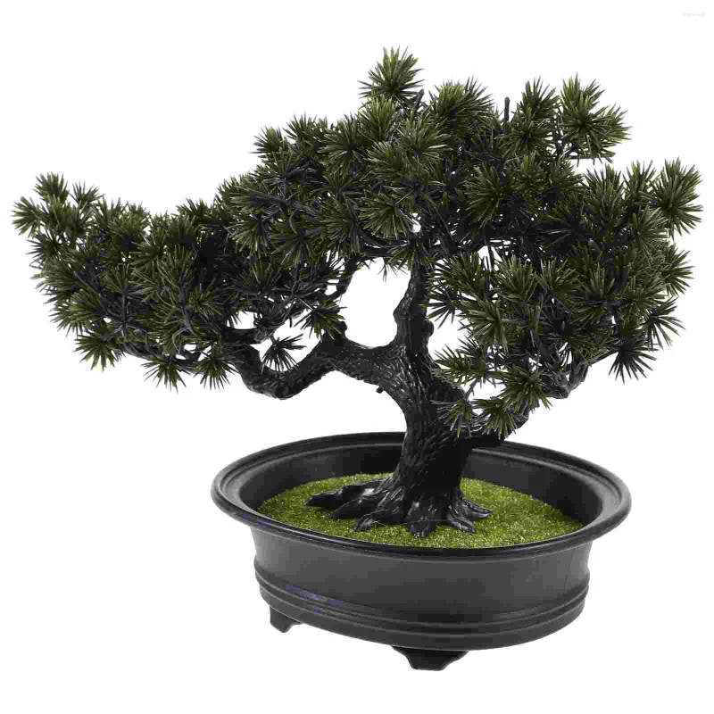 Decorative Flowers Plant Simulated Bonsai Mini Grass Pot Model Desk Fake Tree Artificial Realistic Display