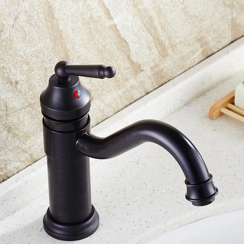 Bathroom Sink Faucets Black Oil Rubbed Brass Ceramic Single Handle Swivel Spout Kitchen & Vessel Basin Faucet Mixer Water Tap Anf320