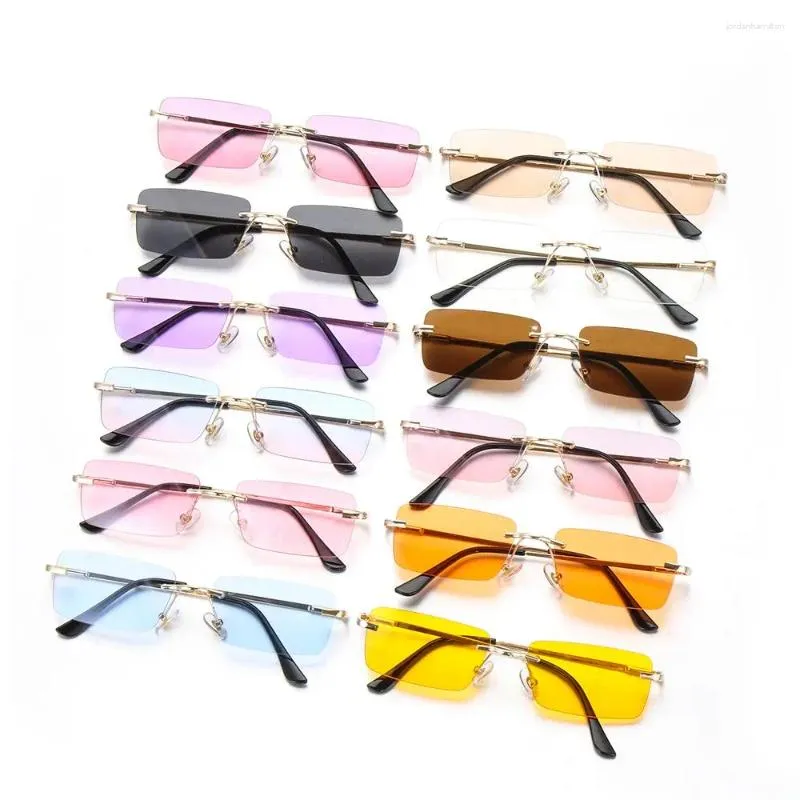 Utomhusglasögon unisex små glasögon UV400 kvinnor vintage solglasögon solglasögon gradient rektangel rimless