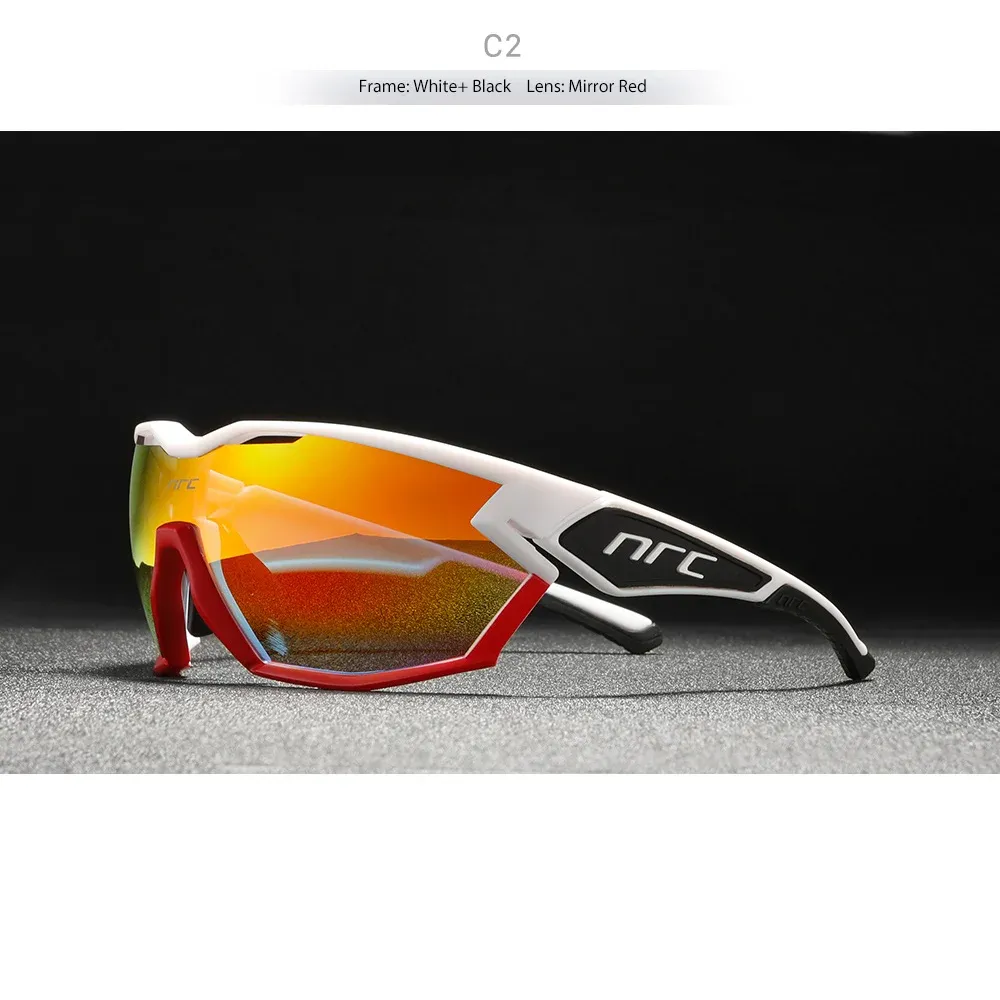 Lunettes miroir lentille rouge VTT lunettes de cyclisme NRC homme vélo sport vélo lunettes de soleil vtt cyclisme lunettes femme UV400