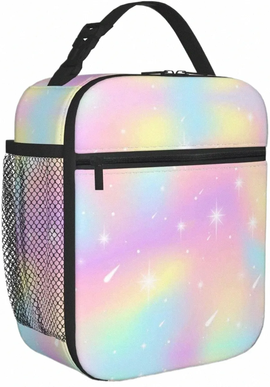 tie Dye Lunch Box Kids Girls Boys Insulated Cooler Thermal Cute Lunch Bag Tote for School Work A7ef#