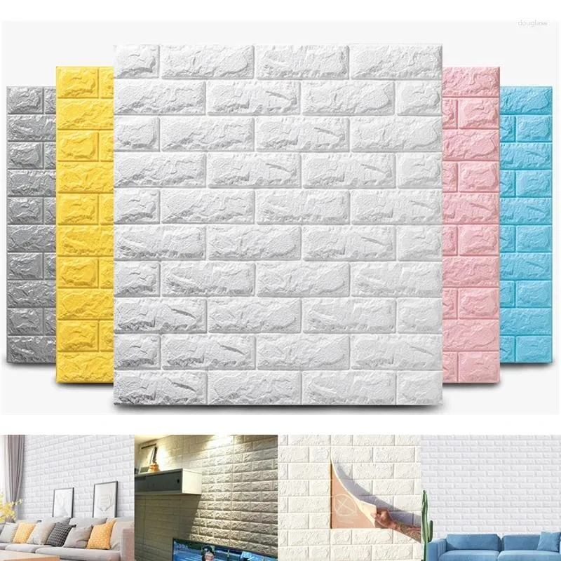 Adesivos de parede 3d pvc tijolo pedra adesivo espuma decoração de casa papel auto-adesivo papel de parede sala de estar quarto cozinha decoração