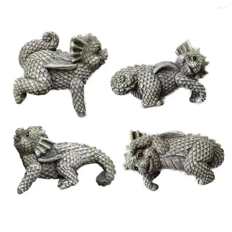 Garden Decorations 4 Pcs Dragon Statue Resin Decoration Lovely Flower Pot Hanging Ornament Courtyard