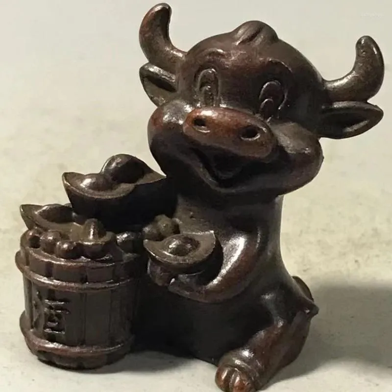 Dekorativa figurer Brons Solid Copper Bullfighting Tea Pet Ornaments Zodiac Cattle Desktop Boutique Office Decoration