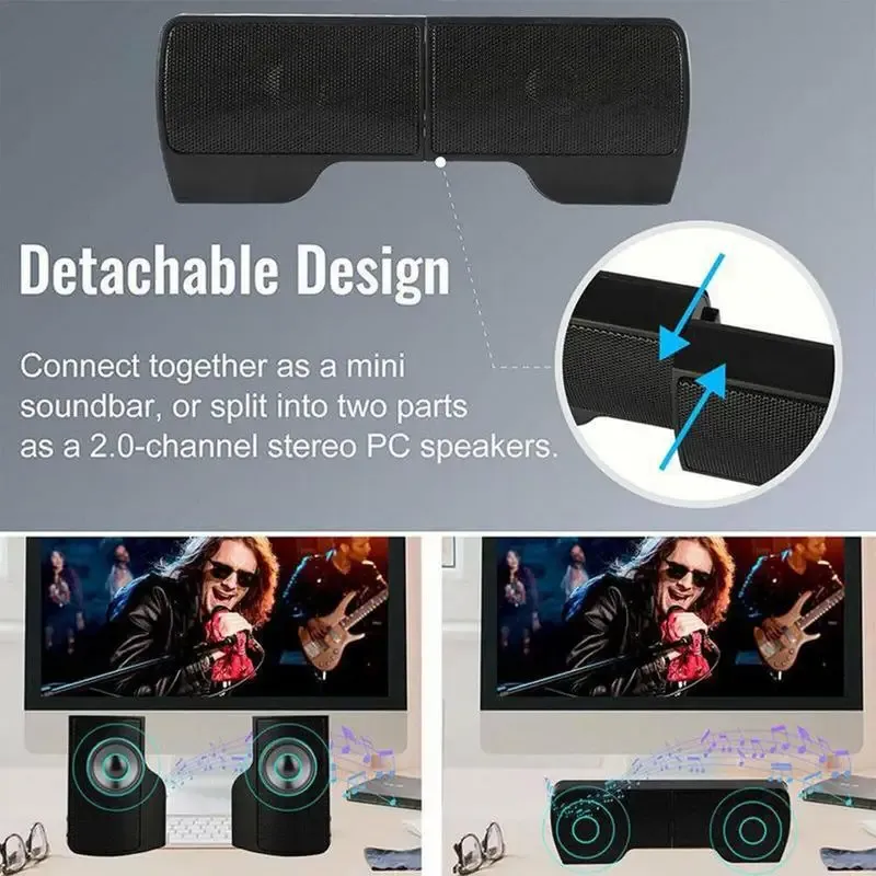 Altoparlanti PC USB Con Clip - Casse Soundbar Per Monitor, Plug &amp; Play, Design Compatto Per Desktop E Laptop