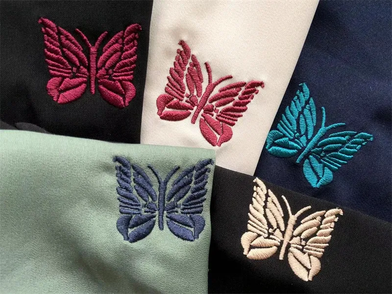 【新品】Embroidery Patchwork Shirts Patchwork Shirt Men Women Summer Embroidered Butterfly Design